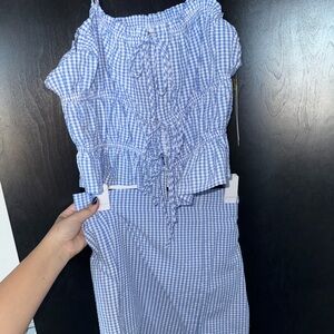 Blue Gingham Two Piece Set